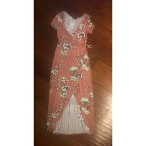 Maxi/High-low Pink Floral Dress